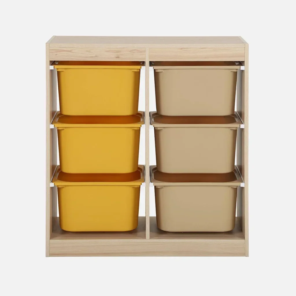Meuble rangement enfant 6 bacs colorés plastique