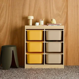 Meuble rangement enfant 6 bacs colorés plastique