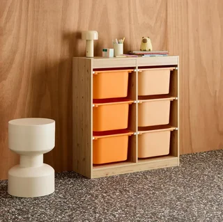 Meuble rangement enfant 6 bacs colorés jouets livres