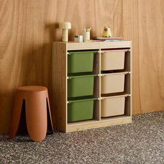 Meuble rangement enfant 6 bacs colorés plastique amovibles