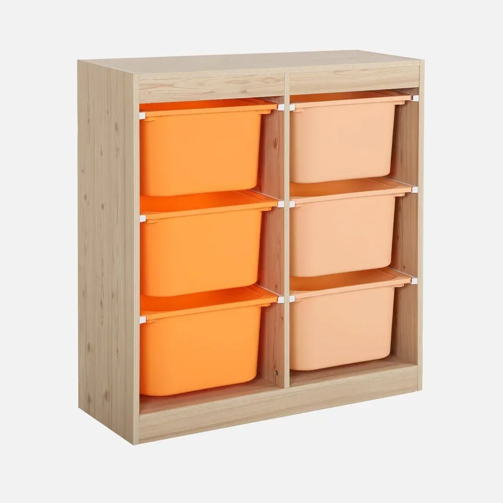 Meuble rangement enfant 6 bacs colorés jouets livres