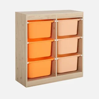 Meuble rangement enfant 6 bacs colorés jouets livres