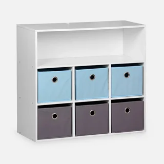 Meuble rangement enfant 6 casiers bleu gris Camille