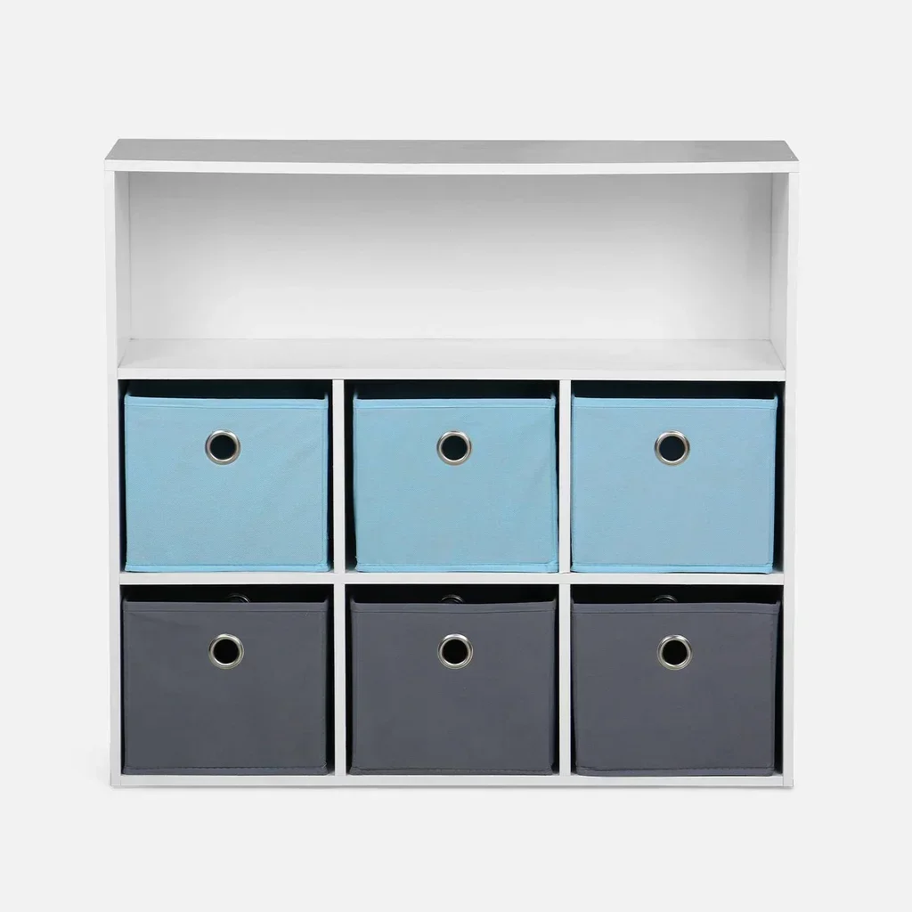 Meuble rangement enfant 6 casiers bleu gris Camille