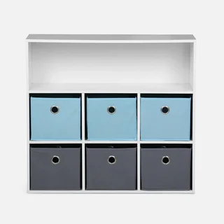Meuble rangement enfant 6 casiers bleu gris Camille