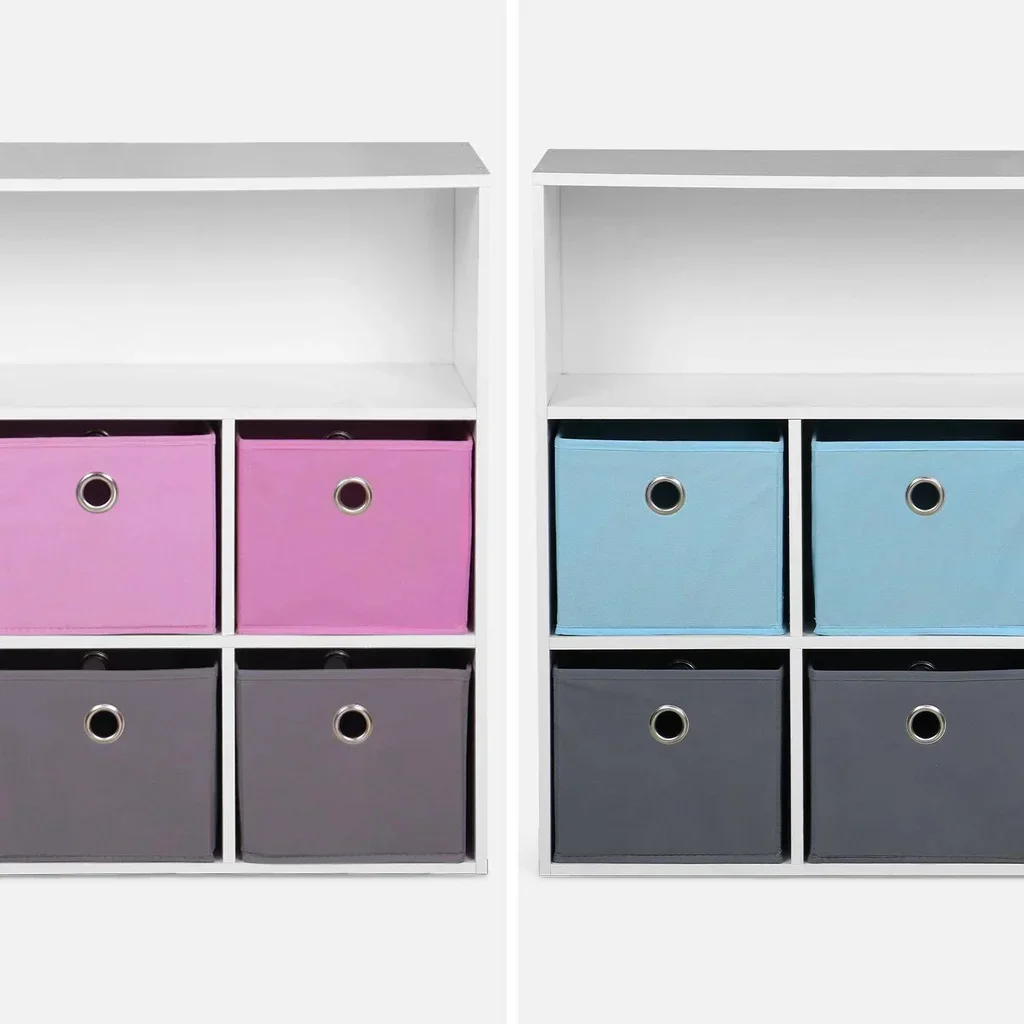 Meuble rangement enfant 6 casiers bleu gris Camille