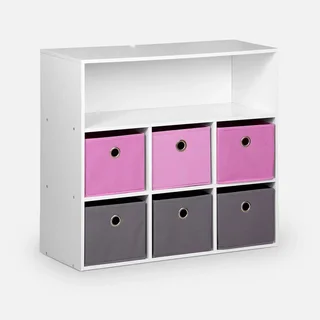 Meuble rangement enfant 6 casiers bleu gris Camille