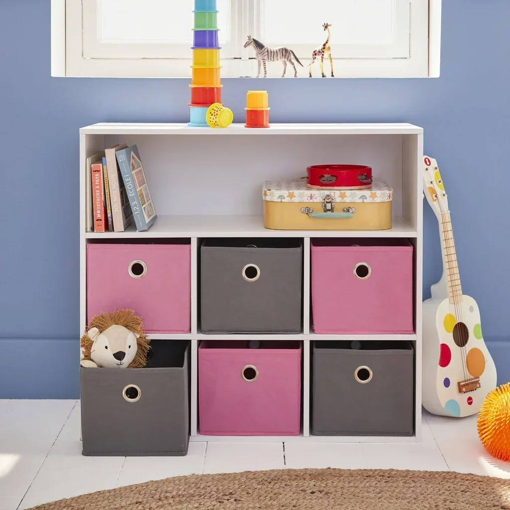 Meuble rangement enfant 6 casiers bleu gris Camille
