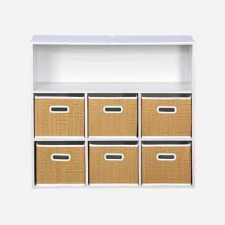 Meuble rangement enfant 6 casiers fibre naturelle Camille