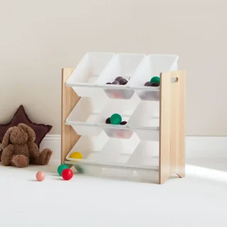 Meuble rangement enfant 9 casiers bois blanc Tobias