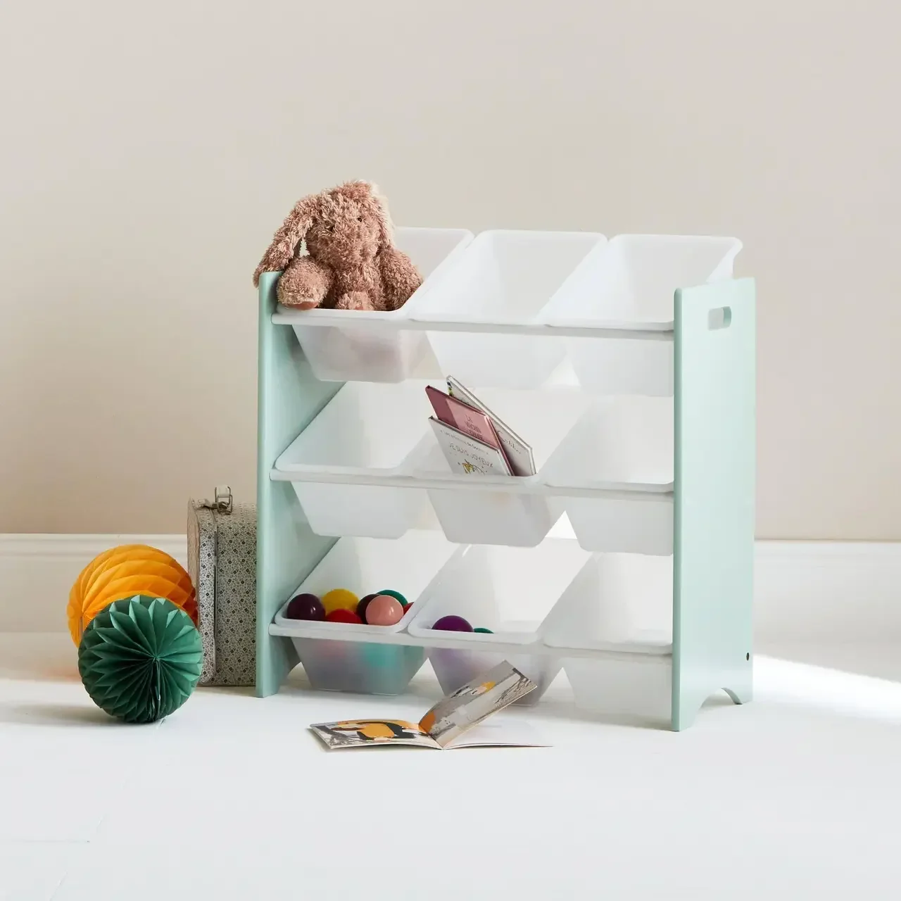 Meuble rangement enfant 9 compartiments bois Tobias