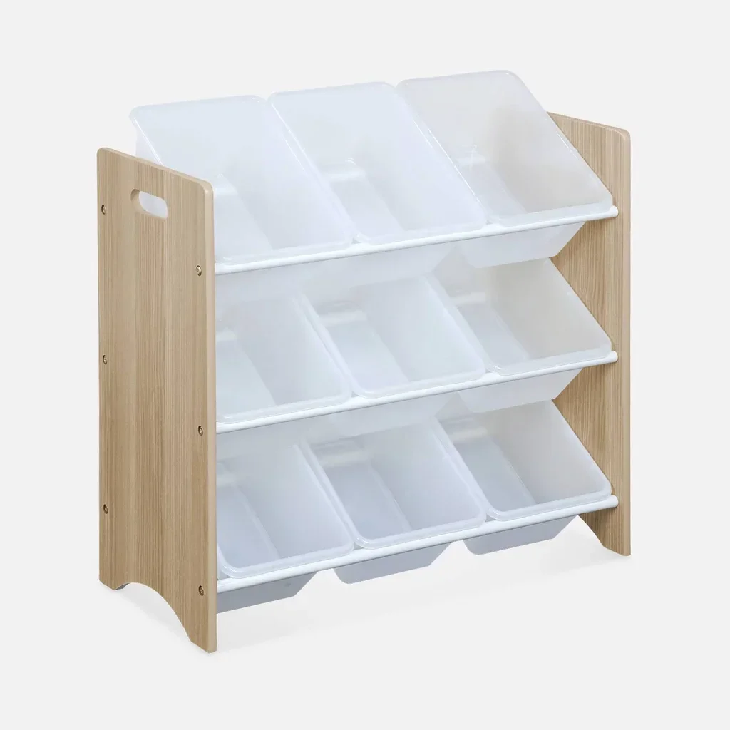 Meuble rangement enfant 9 casiers bois blanc Tobias