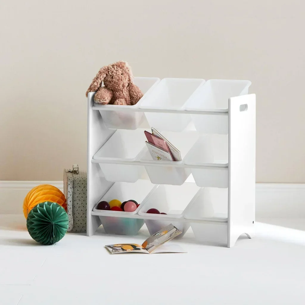 Meuble rangement enfant 9 compartiments bois naturel Tobias