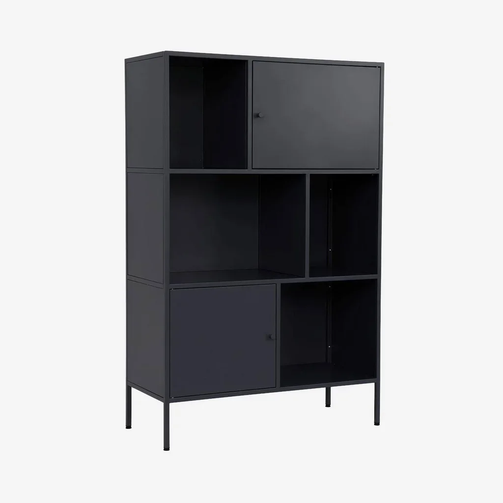 Buffet industriel 6 casiers métal noir Oklahoma rangement