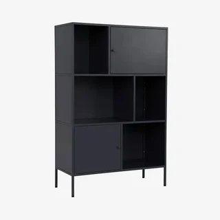 Buffet industriel 6 casiers métal noir Oklahoma rangement