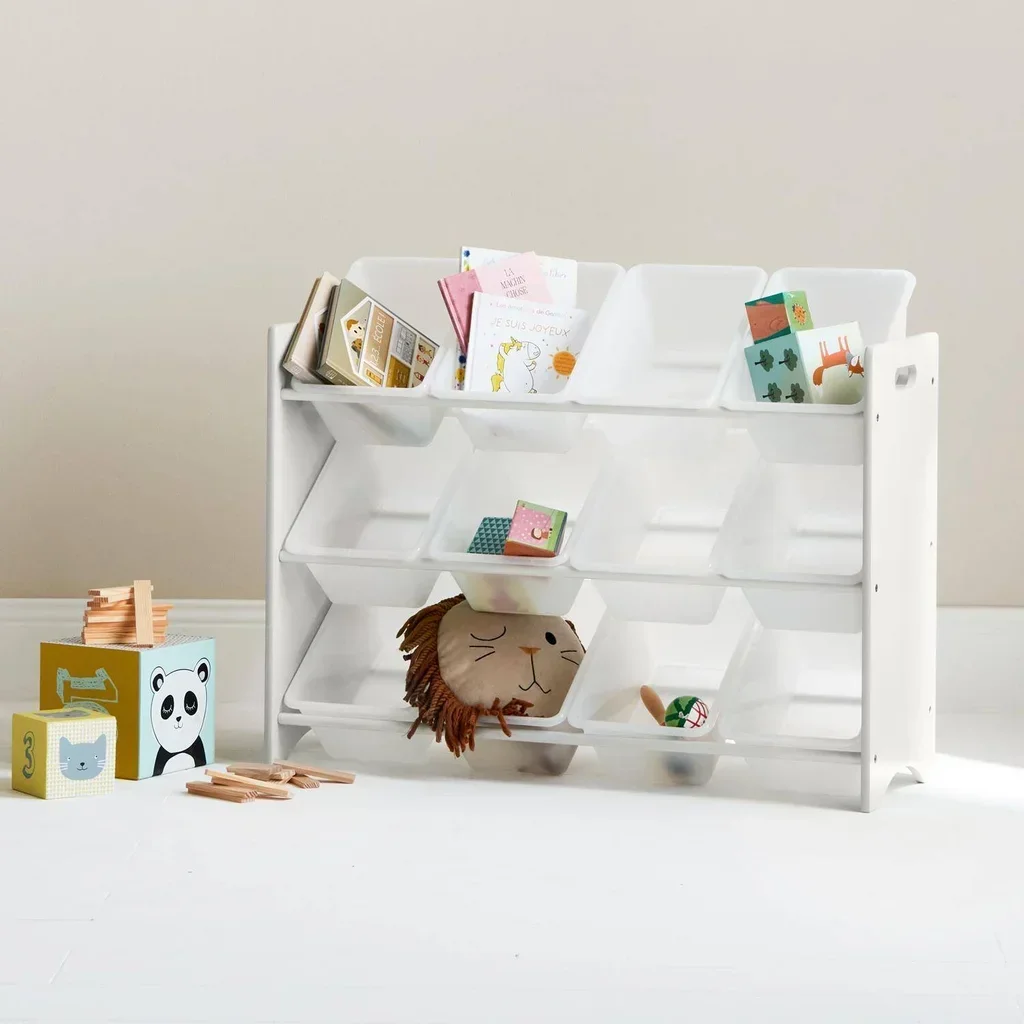 Meuble rangement jouets 12 casiers bois Tobias chambre enfant