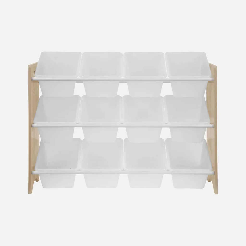 Meuble rangement jouets 12 casiers bois Tobias