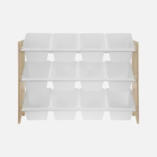 Meuble rangement jouets 12 casiers bois Tobias