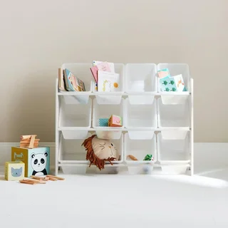 Meuble rangement jouets 12 casiers bois Tobias chambre enfant