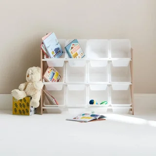 Meuble rangement jouets 12 casiers bois Tobias