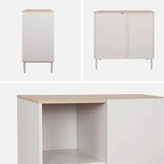 Aparador metal e madeira 80cm 1 porta coleção Ashton arrumação sala