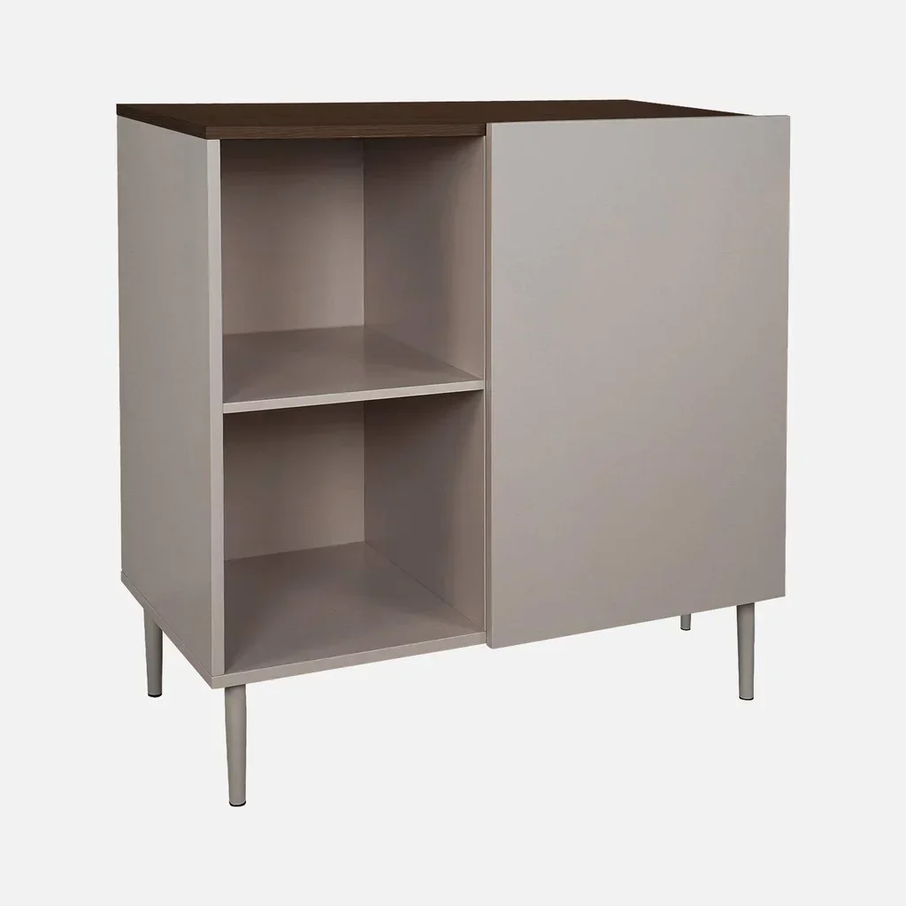 Móvel arrumação metal madeira 80cm 1 porta estilo aparador Ashton