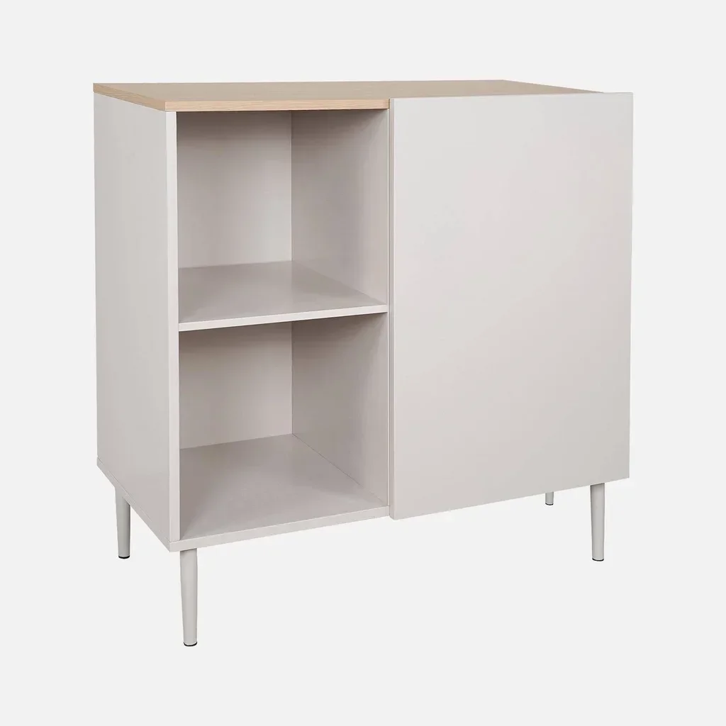 Buffet métal et bois 80cm 1 porte collection Ashton rangement salon
