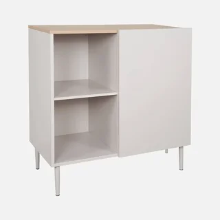 Aparador metal e madeira 80cm 1 porta coleção Ashton arrumação sala