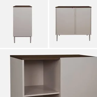 Móvel arrumação metal madeira 80cm 1 porta estilo aparador Ashton