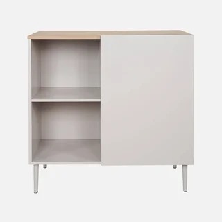 Aparador metal e madeira 80cm 1 porta coleção Ashton arrumação sala