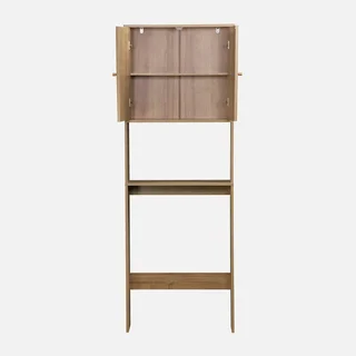 Natural rattan vintage wood toilet storage cabinet