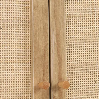 Natural rattan vintage wood toilet storage cabinet