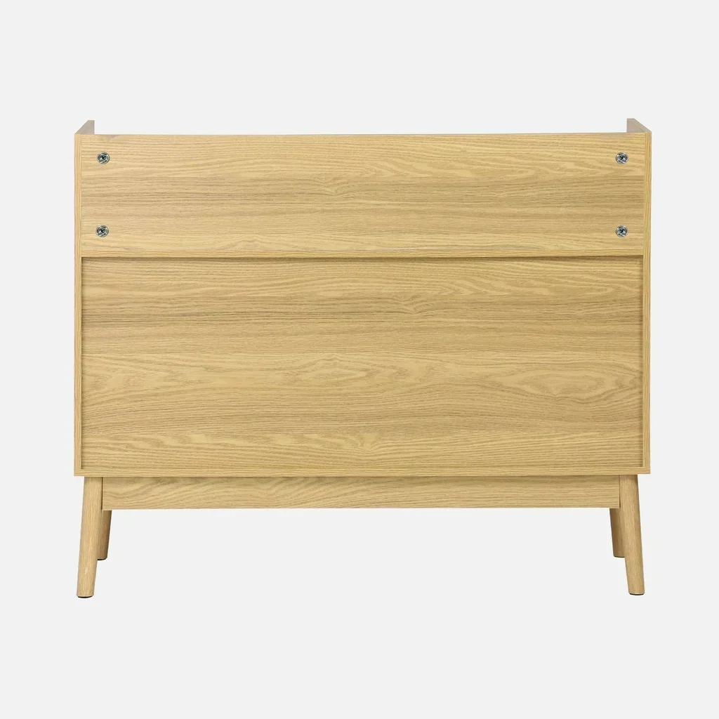 Meuble rangement vinyle vintage bois 100 cm style scandinave