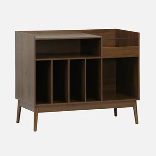 Mueble almacenamiento vinilos vintage madera 100 cm estilo escandinavo