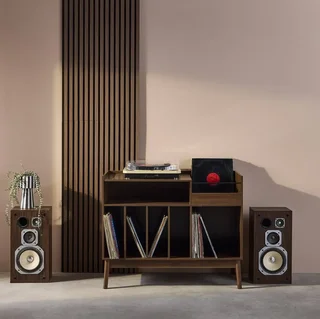 Mueble almacenamiento vinilos vintage madera 100 cm estilo escandinavo