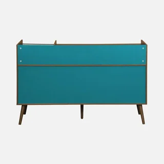 Meuble rangement vinyle XL rétro bois orange 130 cm 8 casiers