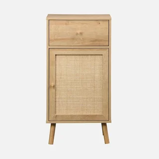 Meuble salle de bain bois cannage bohème vintage rangement