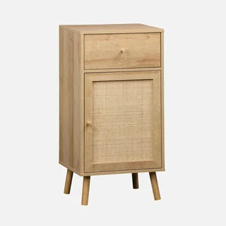 Meuble salle de bain bois cannage bohème vintage rangement