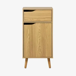 Meuble colonne salle de bain rétro bois Nepal 1 porte 1 tiroir