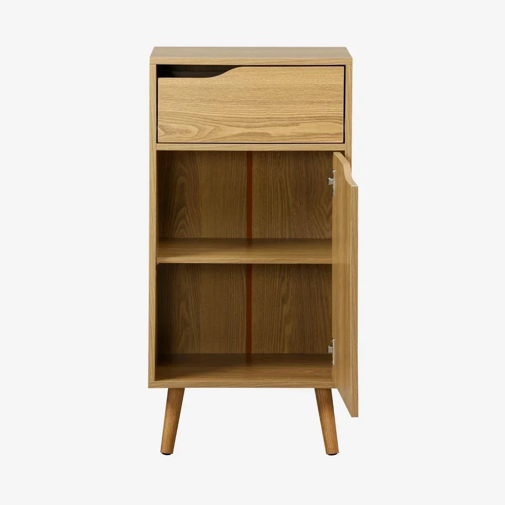 Meuble colonne salle de bain rétro bois Nepal 1 porte 1 tiroir