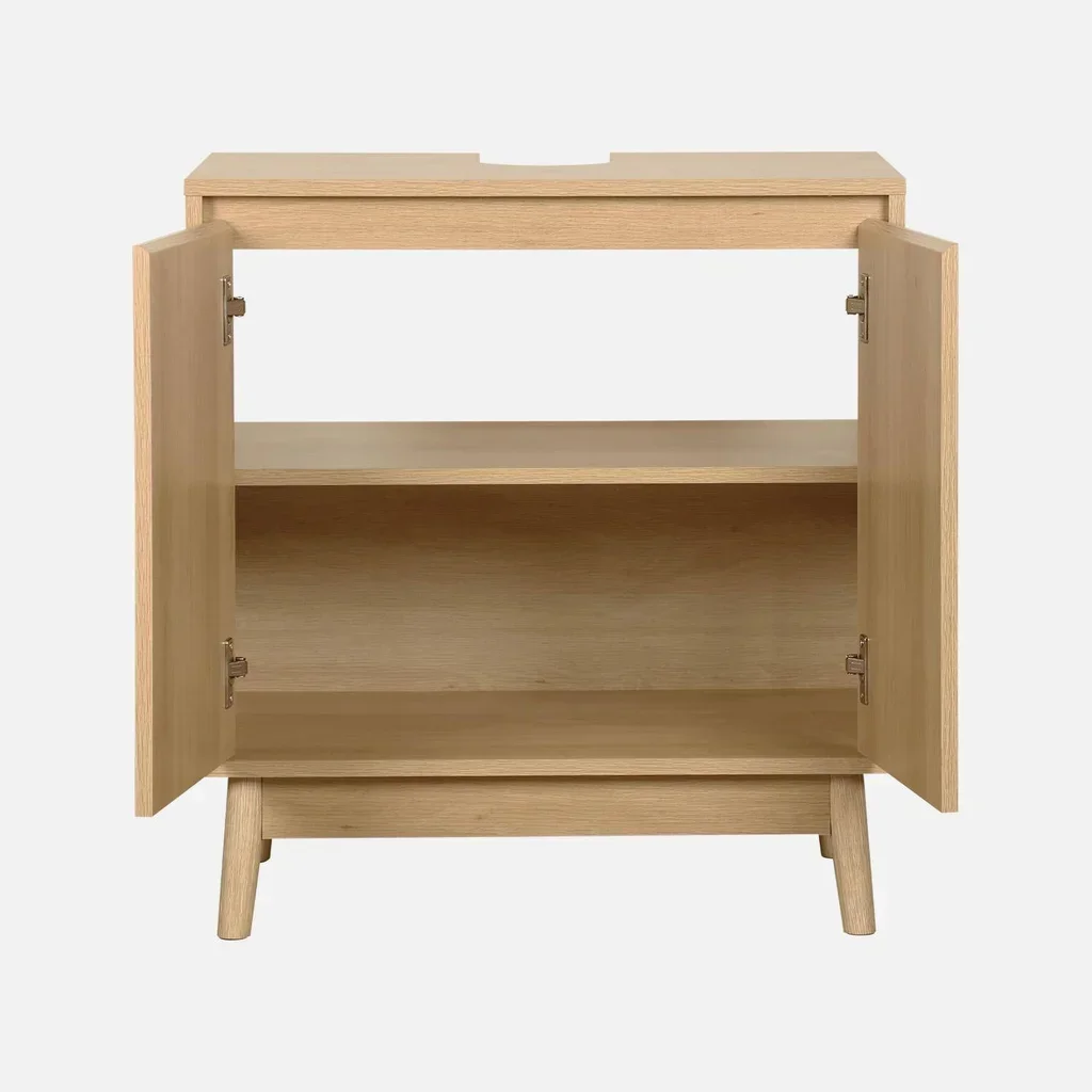 Mobile sottolavabo scandinavo legno Linear 2 ante scanalate