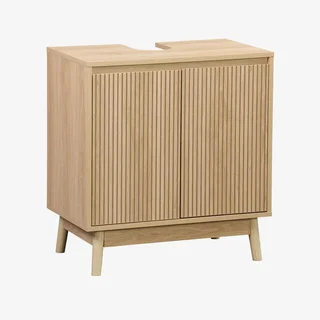 Mobile sottolavabo scandinavo legno Linear 2 ante scanalate