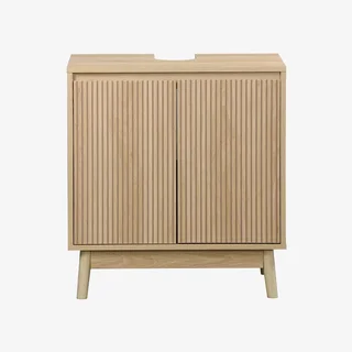 Mobile sottolavabo scandinavo legno Linear 2 ante scanalate