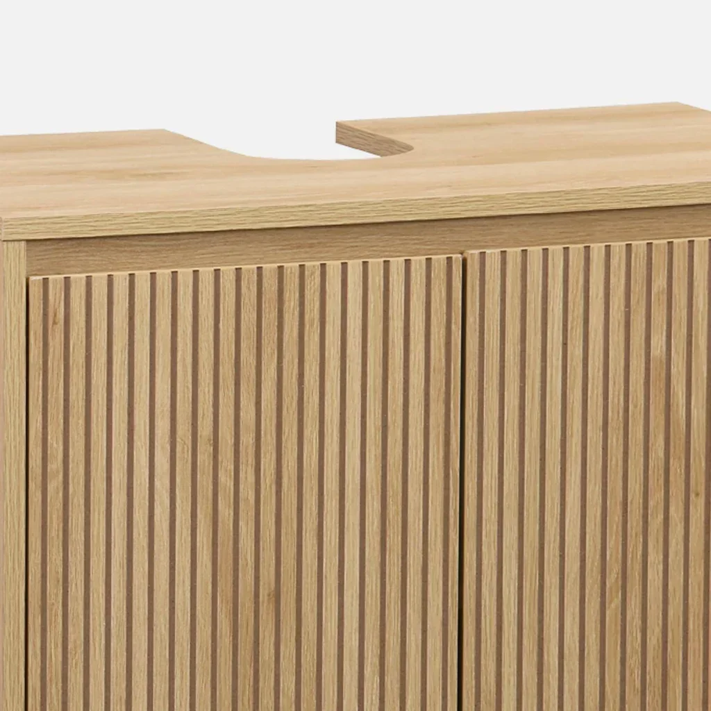Mobile sottolavabo scandinavo legno Linear 2 ante scanalate