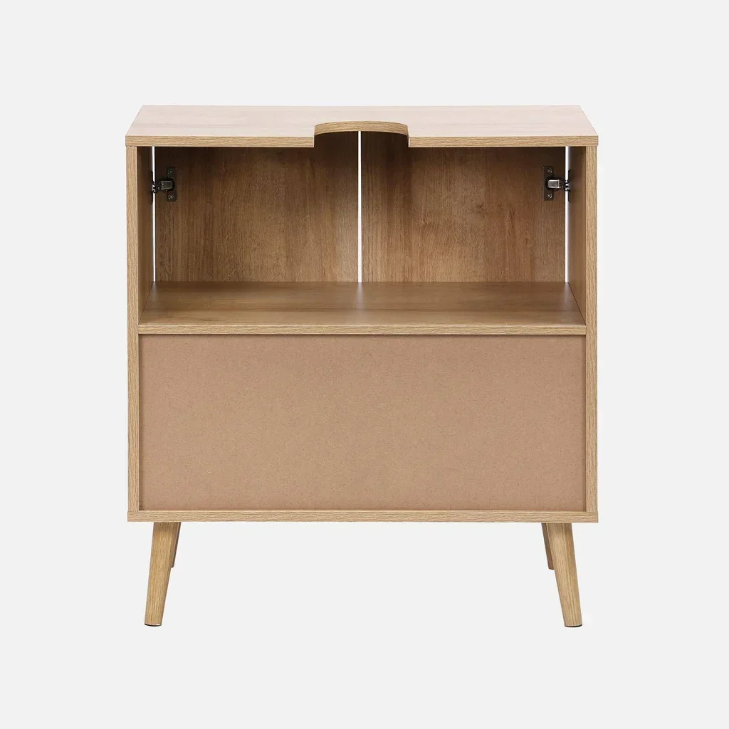 Mobile sottolavabo legno rattan naturale stile boho vintage
