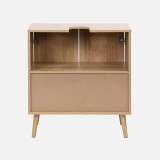 Mobile sottolavabo legno rattan naturale stile boho vintage
