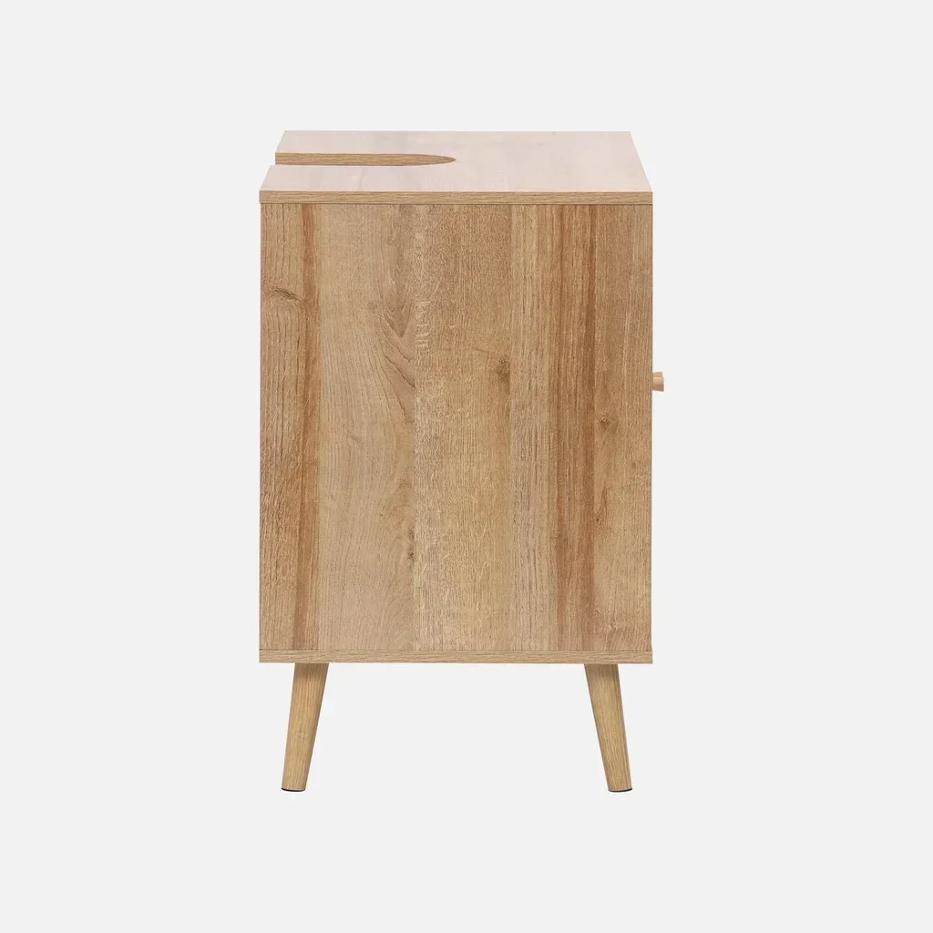 Mobile sottolavabo legno rattan naturale stile boho vintage