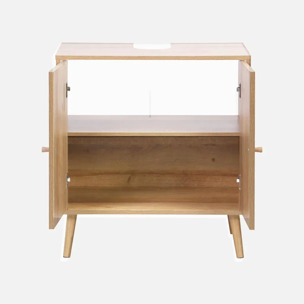 Mobile sottolavabo legno rattan naturale stile boho vintage