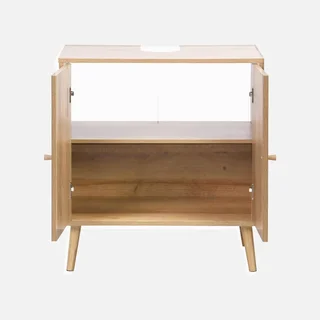 Mobile sottolavabo legno rattan naturale stile boho vintage