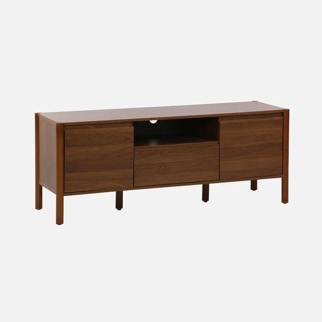 Rack TV Madeira Natural 140 cm 2 Portas 1 Gaveta - Coleção Harmony